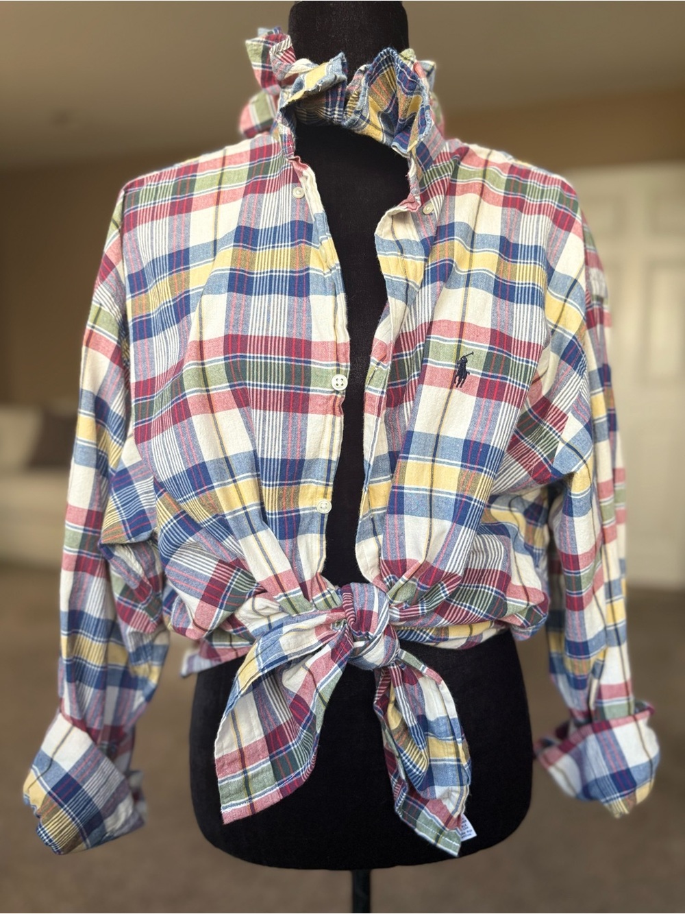 Reworked Ralph Lauren Plaid Button-Down Shirt size XL